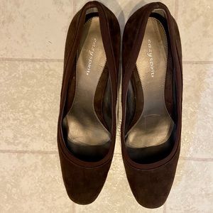 Brown suede womens heels size 11
